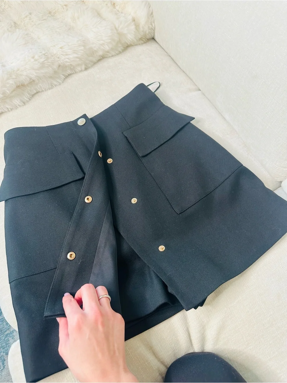 Black Button-Front A-Line Skort size XS MARSEGO - Picture 4 of 13